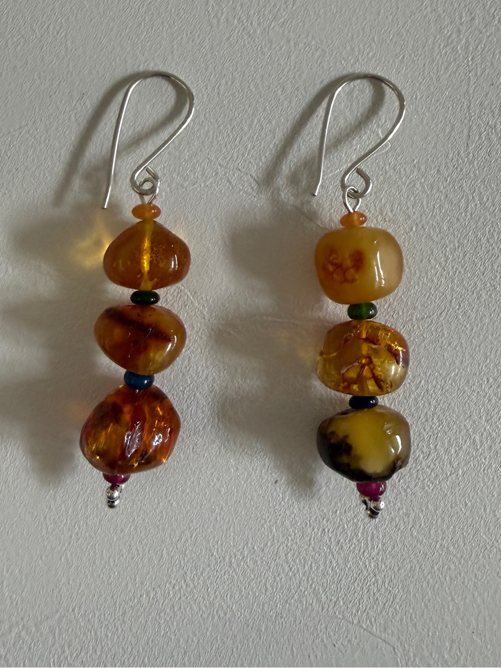 Amber Beaded Drop Earrings